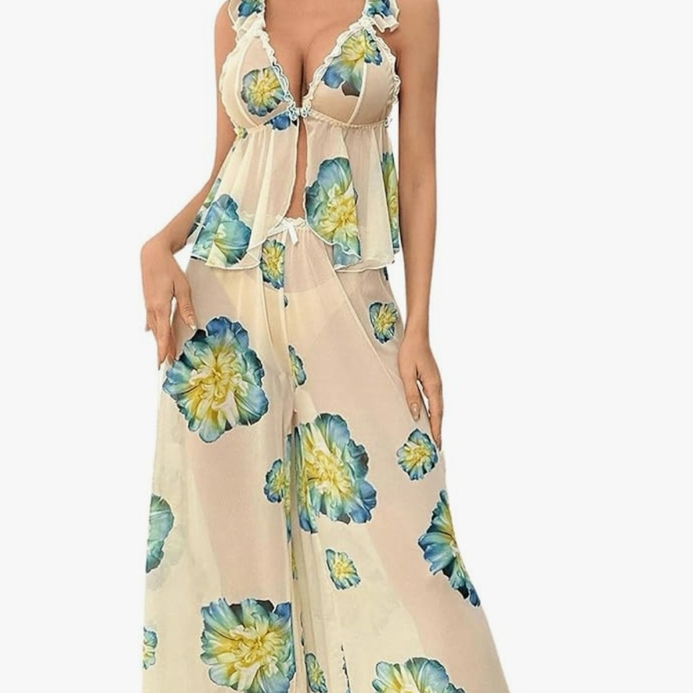 Women's Floral Ruffle lace two pieces